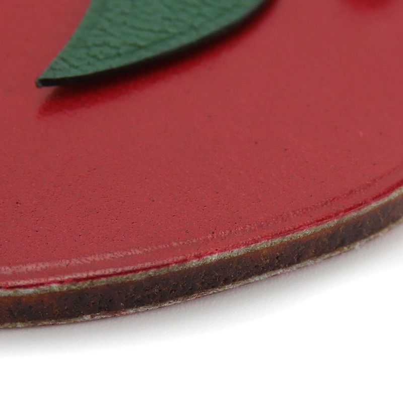 Hermes Bag Charm Apples Fruit Leather Silver 925 Red Silver Hardware Accessories