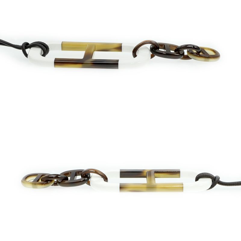 Hermes Necklace Amar Buffalo Horn White Brown Pendant Accessories-