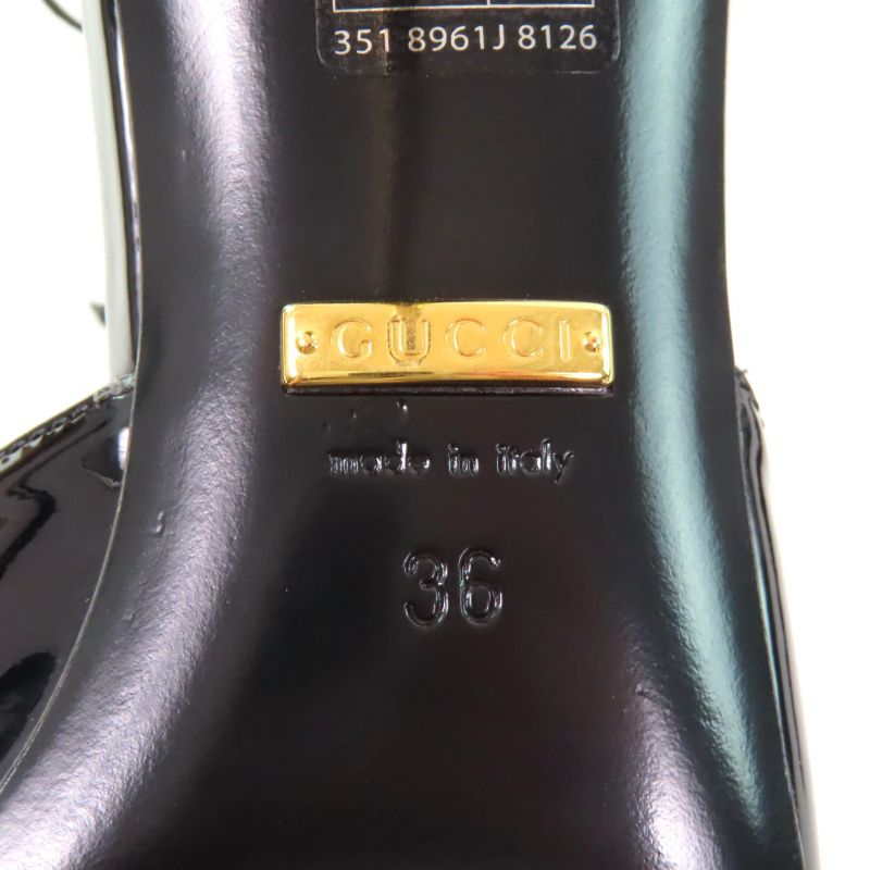 Gucci 721045 Pointed Toe Patent Leather Pumps Black 36 With Box And Storage Bag
