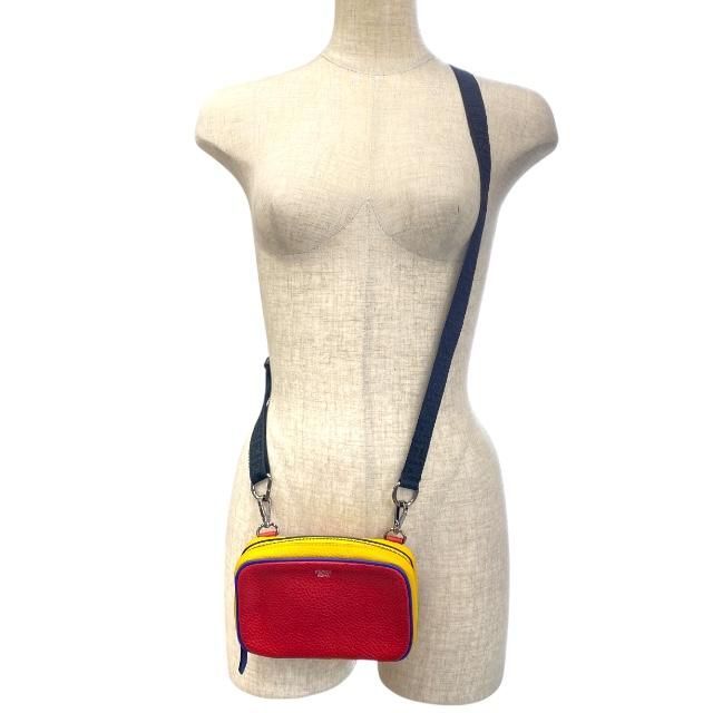 Fendi 7as122 Mini Shoulder Bag Pochette Mini Bag Logo Red Yellow Blue Multicolor