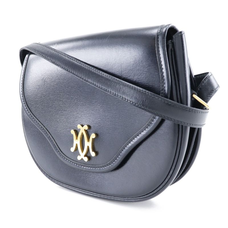 Hermes Double H Vintage Calf Black/gold Hardware 0M Ladies Shoulder Bag