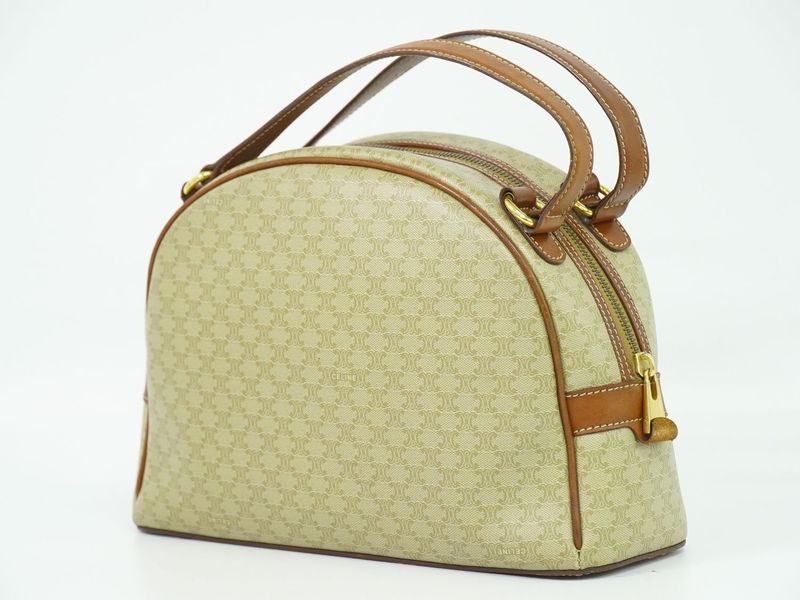 Authentic Celine Macadam Handbag PVC Beige Macadam Bag Pre-owned [follow-up