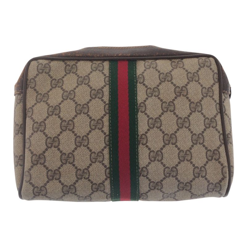 Gucci Vintage Sherry Line Old Gucci Beige Gold Hardware GG Supreme Canvas/leathe