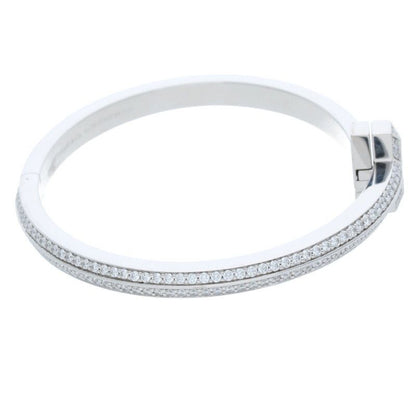Tiffany & Co T One 18K White Gold Wide Hinge Bangle Bracelet Men's
