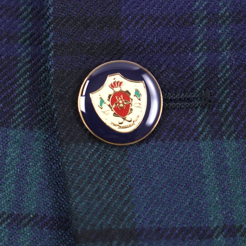 Gucci 421766 100% Wool Emblem Button Checked Single Jacket Tailored Jacket