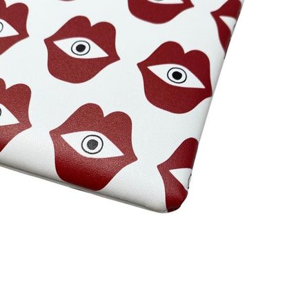 Celine Clutch Bag Telepathy Love Leather Logo Mouth Eye Red White Gold Hardware