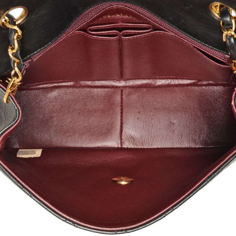 Chanel Mini Matelasse 20 Single Flap Chain Shoulder Bag Lambskin A01163 Black