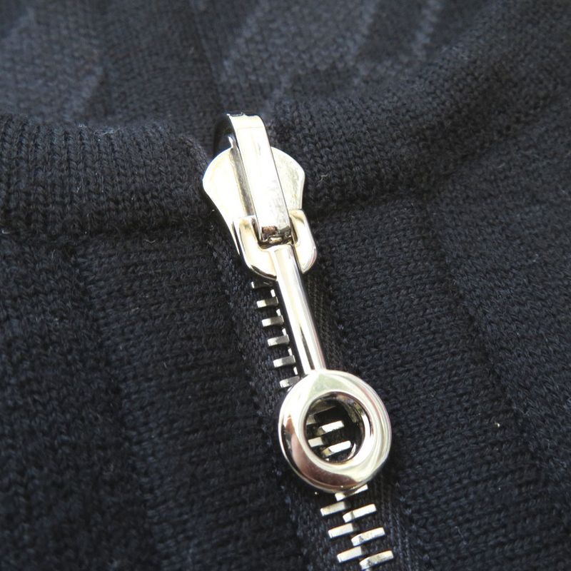 Hermes Collarless Knit Jacket Reversible Model Wool/cashmere Black Outerwear