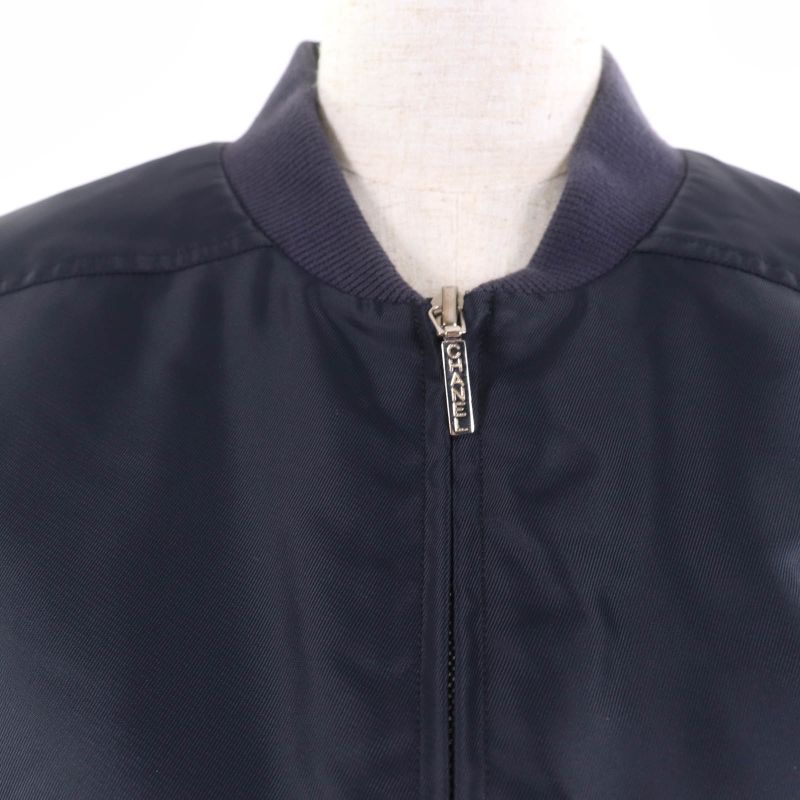 CHANEL Vintage 1997 C97 Po8882v04726 Coco Mark Button Zip Up Blouson Navy 38