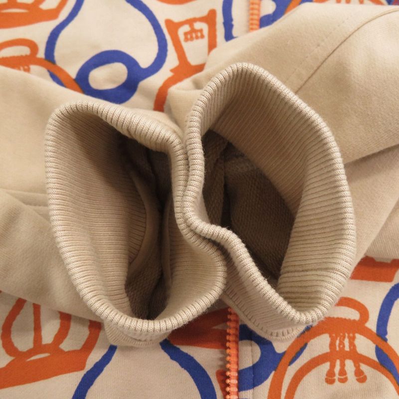 Hermes Fantasie D'etriers Size 36 Cotton Beige Orange Blue Blouson Jacket 0701