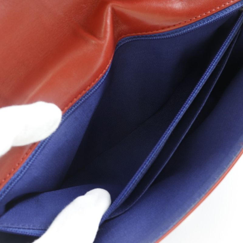 Chanel Double Chain Shoulder V-stitched Lion Chevron Cotton Navy Blue/red