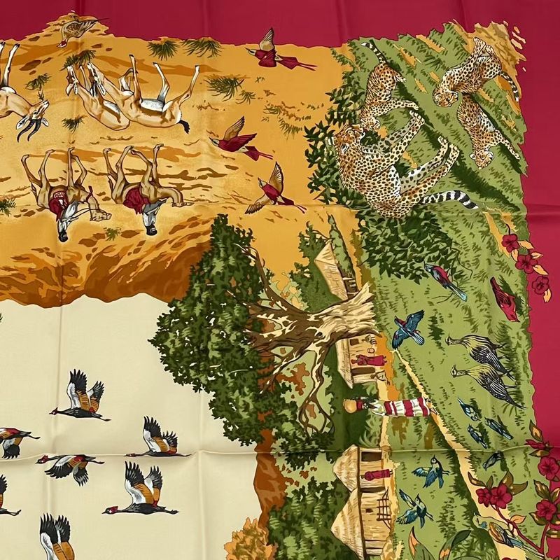 Hermes Silk Scarf Carre 90 Africa Red