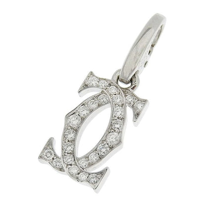 Cartier 2C Diamond Pendant Top 18K White Gold 750 White Gold Diamond Charm