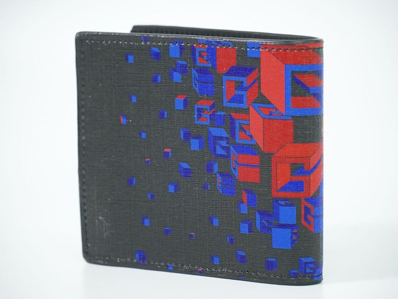 Authentic Gucci Square G Space Fold Wallet Compact Wallet PVC Black Red Blue