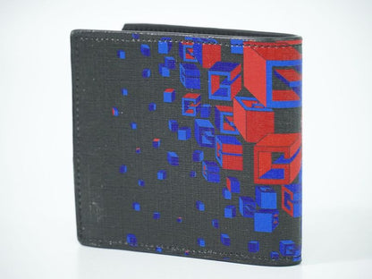 Authentic Gucci Square G Space Fold Wallet Compact Wallet PVC Black Red Blue
