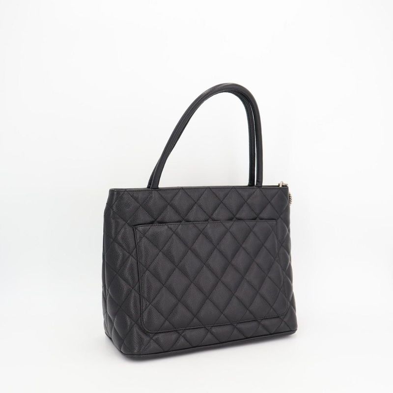 Chanel Chanel Medallion Tote Caviar Black Silver Hardware Bag