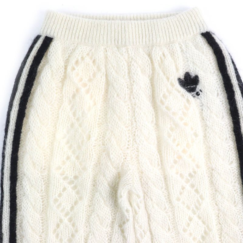 Gucci×adidas Gucci×adidas 721504 Trefoil Three Stripes Mohair Knit Pants Ivory