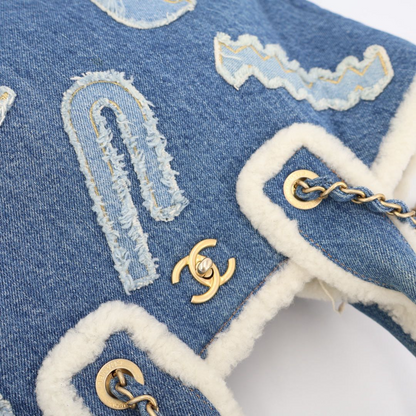 Chanel Handbag Shoulder Bag 2way Bag Coco Mark Large Shopping Bag Denim Blue