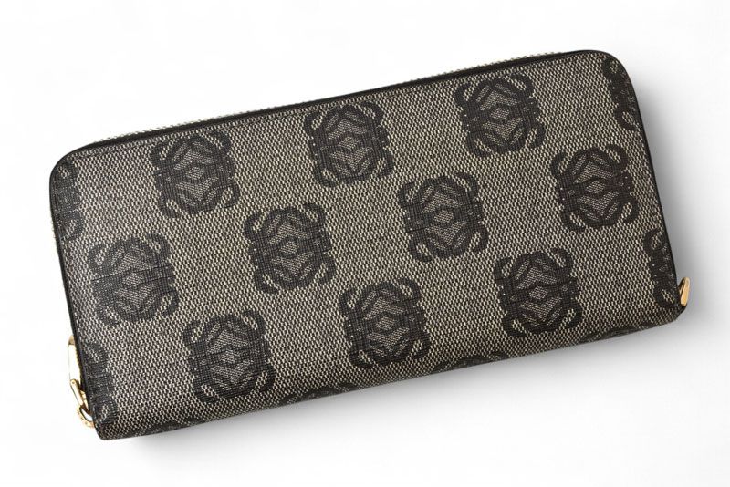 Loewe Wallet Loewe Long Wallet ZIP Around Anagram Gray Black