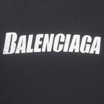 Balenciaga 22SS 651795 Damaged Logo Print Oversized Short Sleeve T-shirt Black