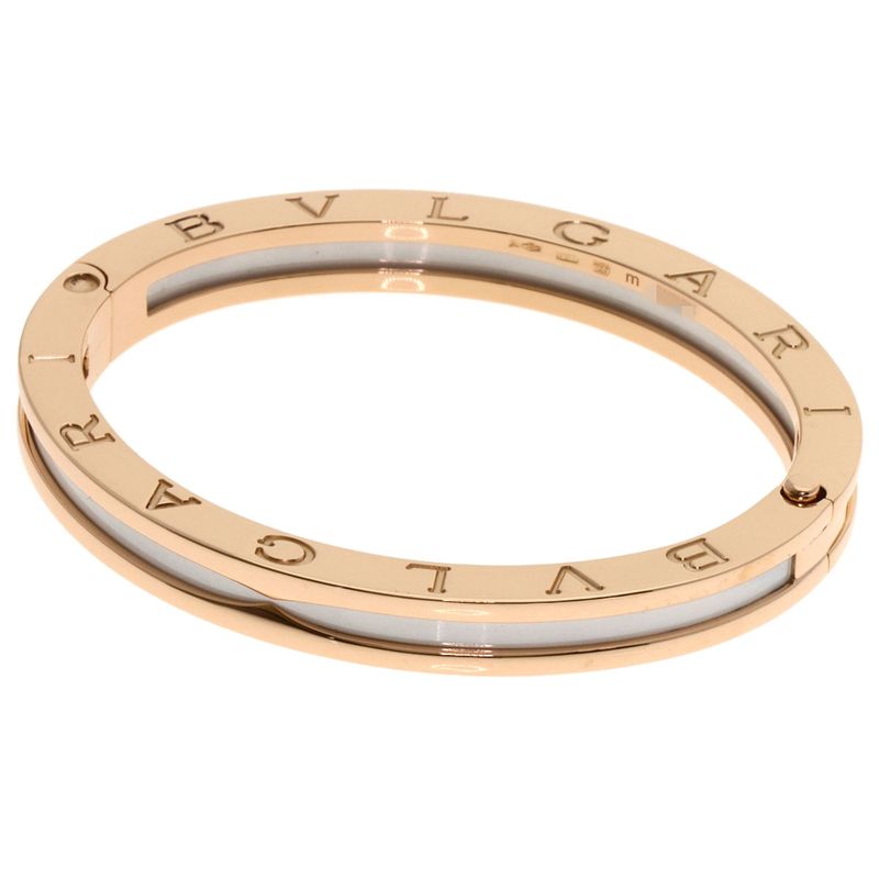 Bvlgari Bulgari B-zero1 Bee Zero One M White Ceramic Bracelet 18K Pink Gold