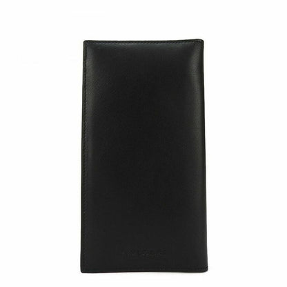 Bvlgari Long Wallet Leather Black Fold Long Billfold Change Purse None Men