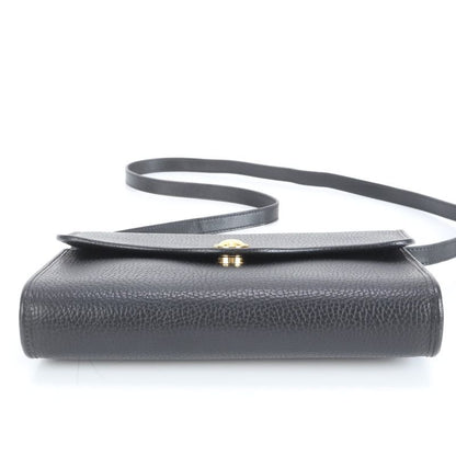 Vintage Christian Dior CD Logo Leather Shoulder Bag Crossbody Black Women EUE