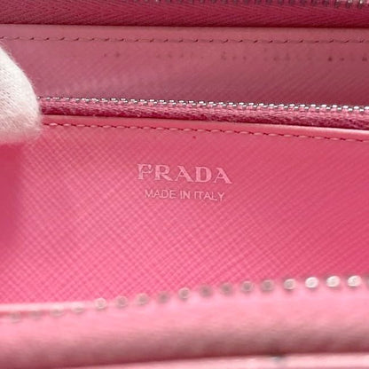 Prada Round Zipper Long Wallet Ec22963 Pink Elephant