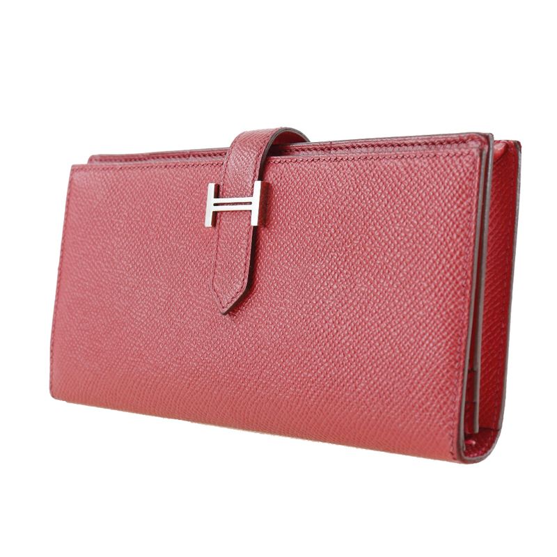 Hermes Bearn Souffle Vaux Epson Red □R Ladies Long Wallet