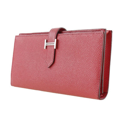 Hermes Bearn Souffle Vaux Epson Red □R Ladies Long Wallet