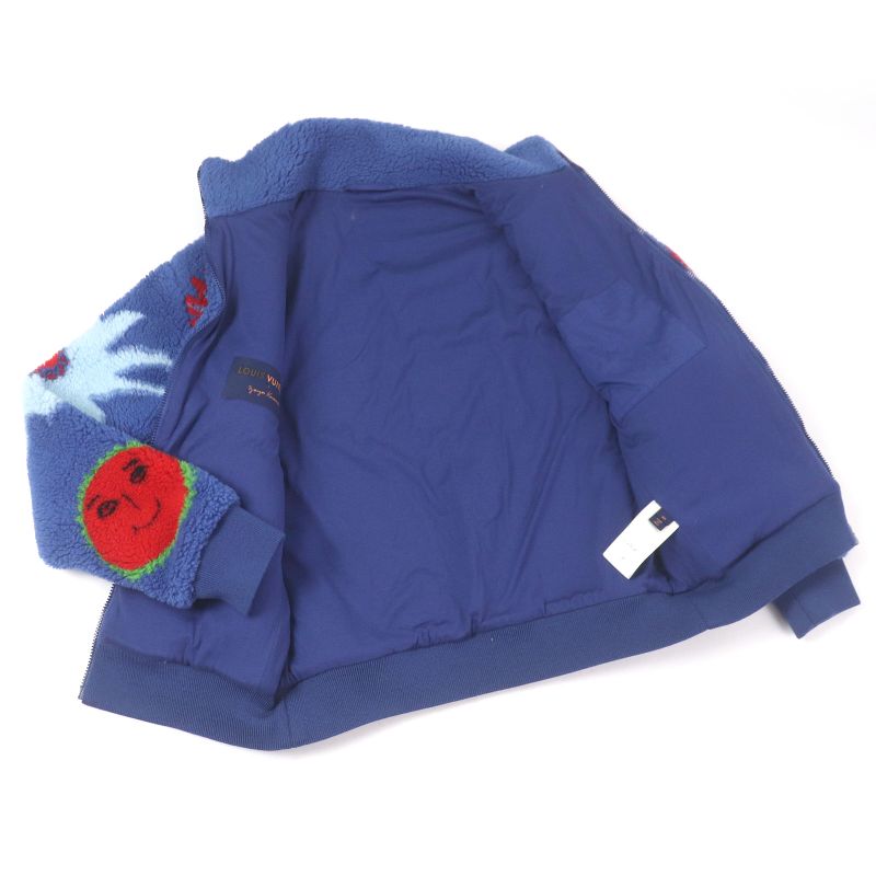 Louis Vuitton Yayoi Kusama 23AW Face Zip-up Fleece Jacket Blouson Blue XS Made
