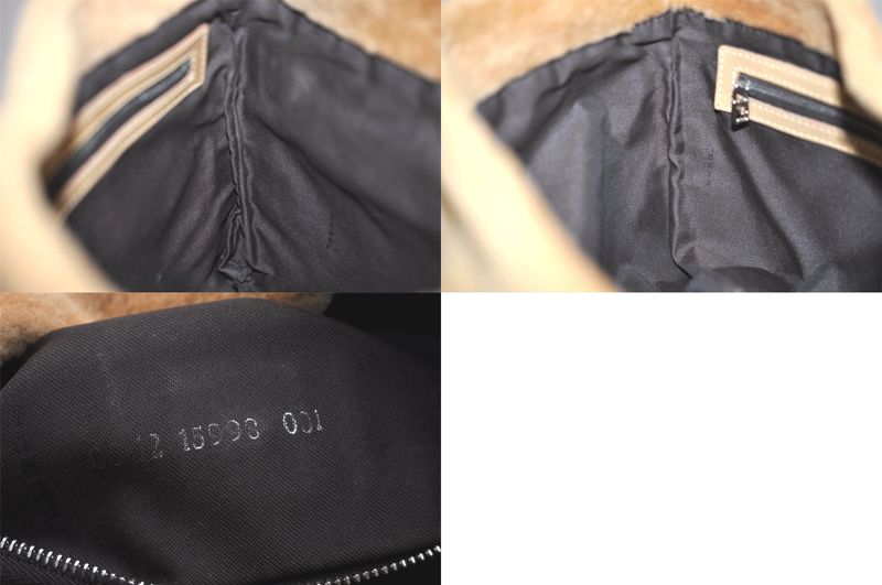 Fendi Vintage Shoulder Crossbody Bag Boa Leather Beige 3600n