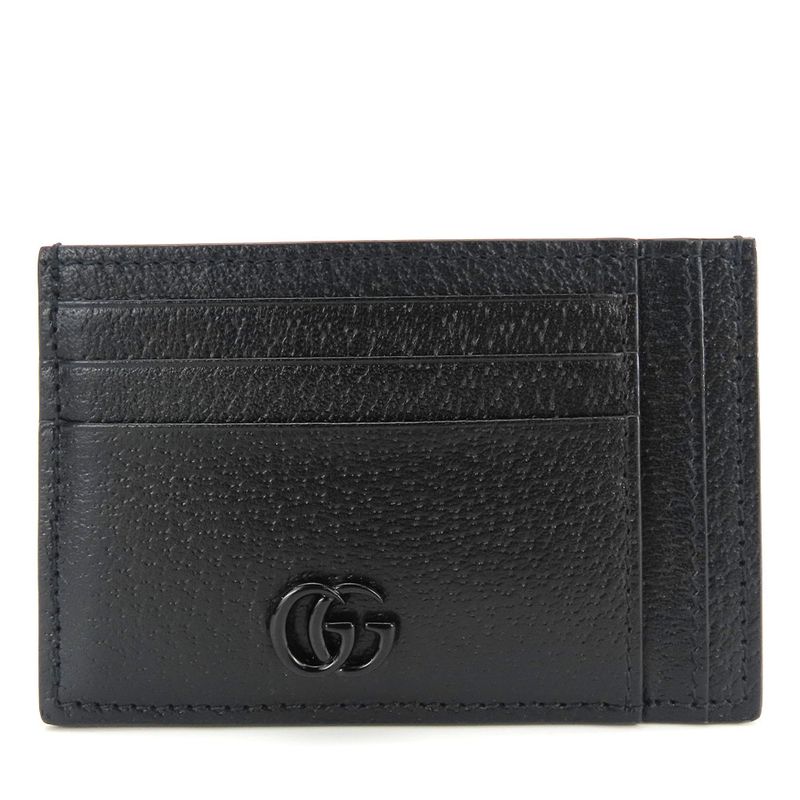 Gucci Card Case 722734 Double G Leather Black Small Everyday Use Ladies Men