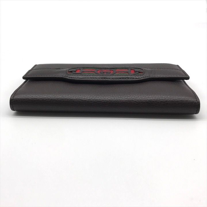 Gucci Geki Interlocking Sherry Line Leather Trifold Wallet Brown