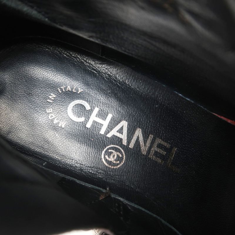 Chanel Boots Size 35 1 2 C Coco Mark Matelasse Quilted Suede Leather Side Zip