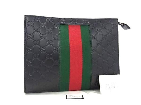 Gucci 475316 Sherry Line GG Pattern Guccissima Leather Clutch Bag Second Bag