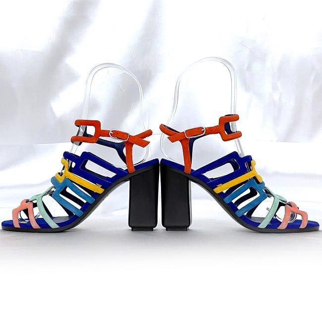 Hermes Sandals Ec21356 Navy Multicolor 141157 z
