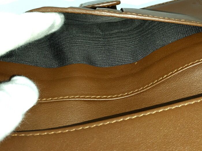 Gucci Trifold Wallet Leather Canvas Beige Brown 181593