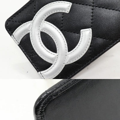 Chanel Card Case Pass Case Cambon Line Calf Black And Silver A26725 Y07197 C0790