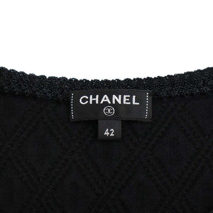Chanel Silk Quilted No Collar Cardigan Jacket P57087k07441 Black 42