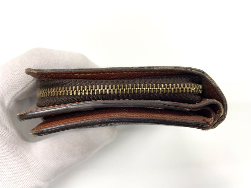 Louis Vuitton Monogram Compact Zipped Folding Wallet M61667 Brown Made In France