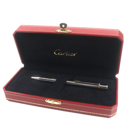 Cartier Must De Cartier Ballpoint Pen Twist Closure With Engraved Logo Silver