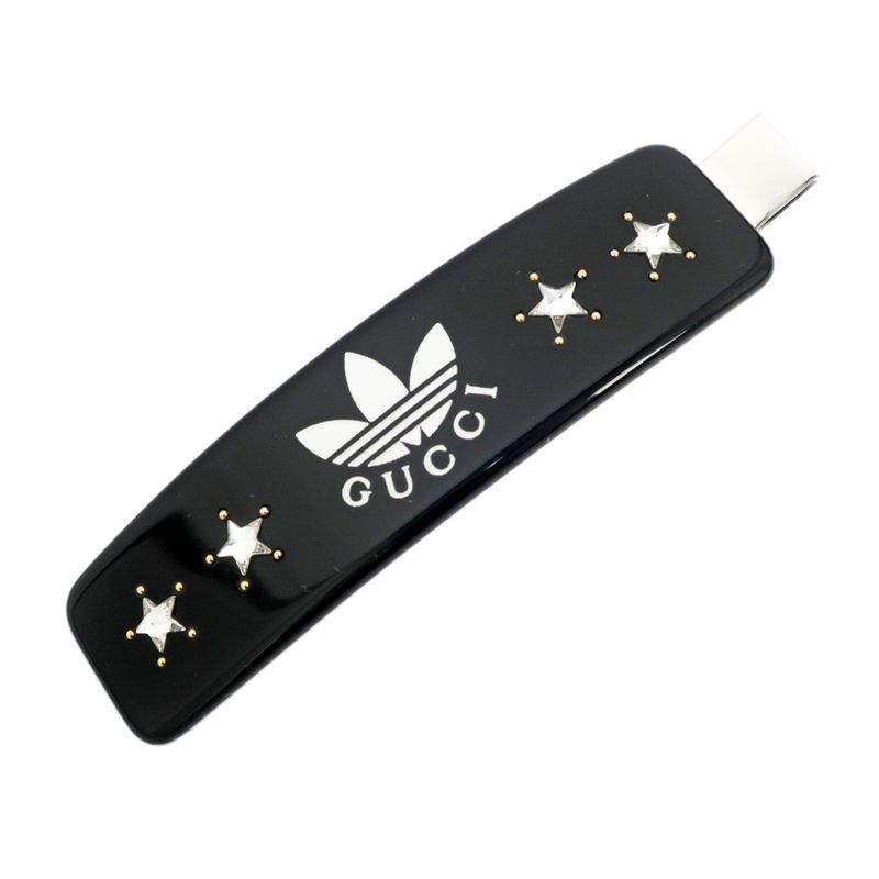 Gucci Adidas Collaboration Hair Clip Black Silver Color With Star