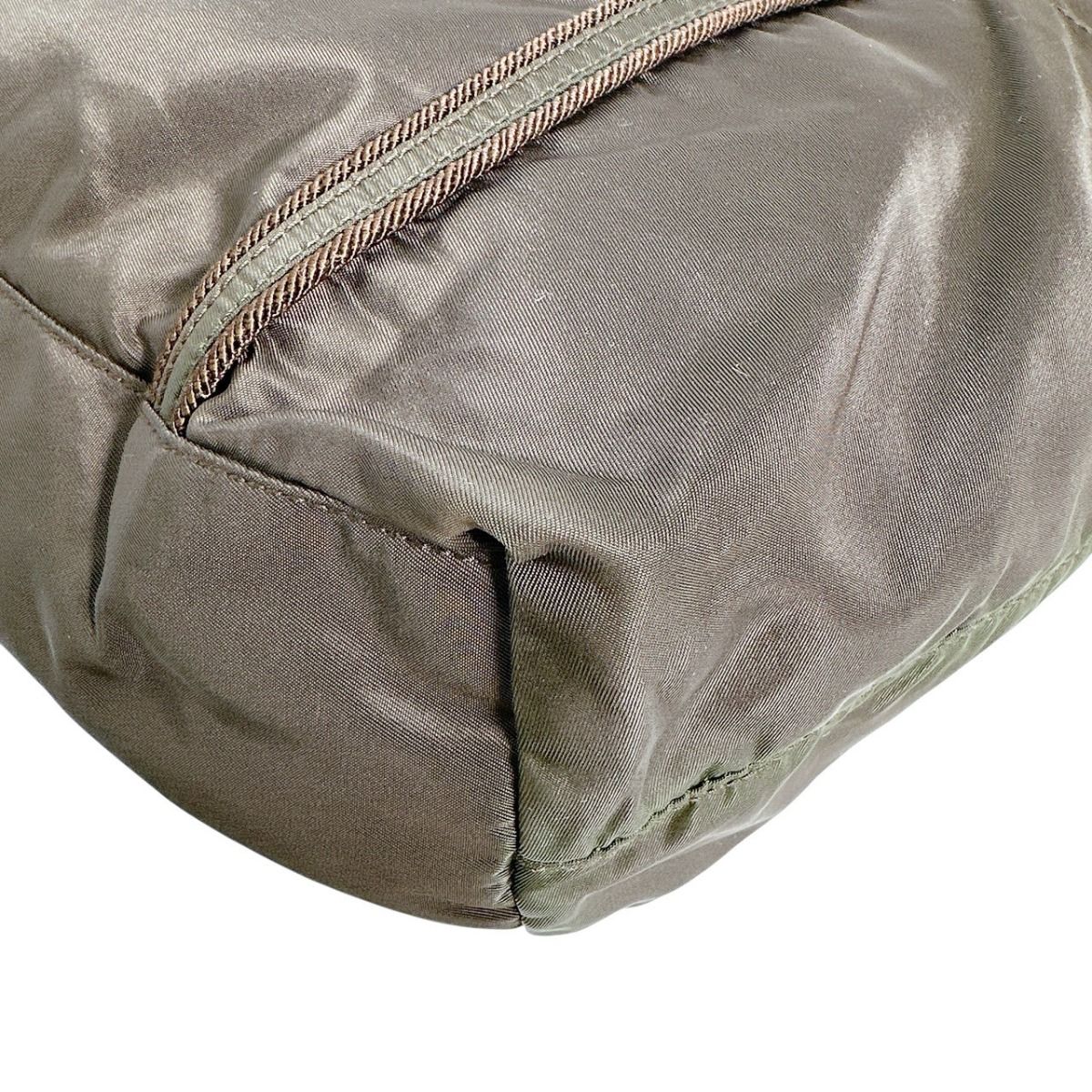Prada Br0977 Logo Embroidered Handbag Tote Bag Khaki