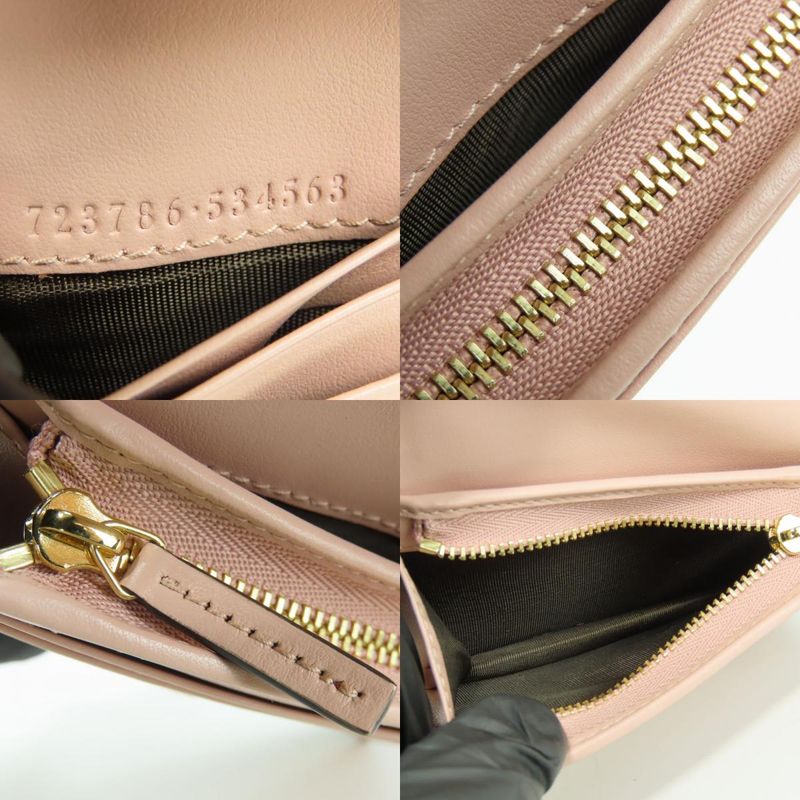 Polar Gucci Bifold Wallet 723786 Ggmatelasse Leather Pink Gold Hardware Small