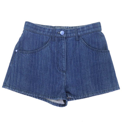 CHANEL P58731v44707 100% Cotton Short Denim Pants With Coco Mark Button Indigo