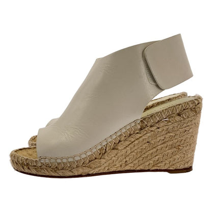 Celine Leather Espadrille Wedge Sole Sandals - 35 - White Beige - Women's
