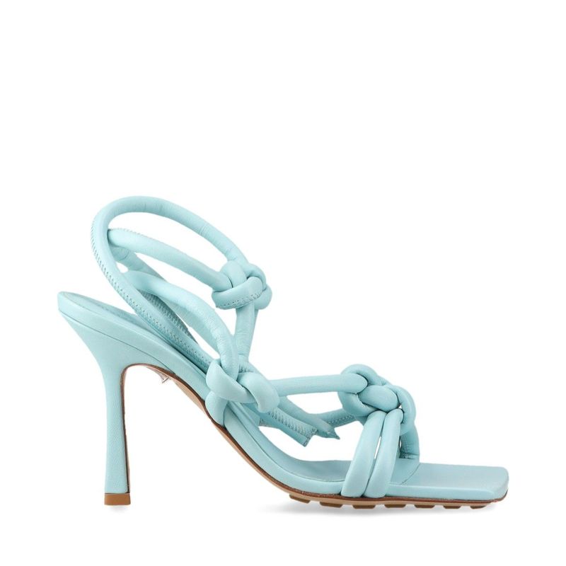 Bottega Veneta Leather Sandals Women's 35 Light Blue Made In Italy