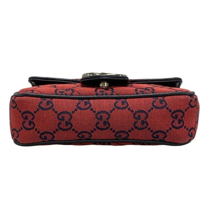 Gucci GG Marmont 661332 Red And Dark Navy Chain Shoulder Mini Bag Limited