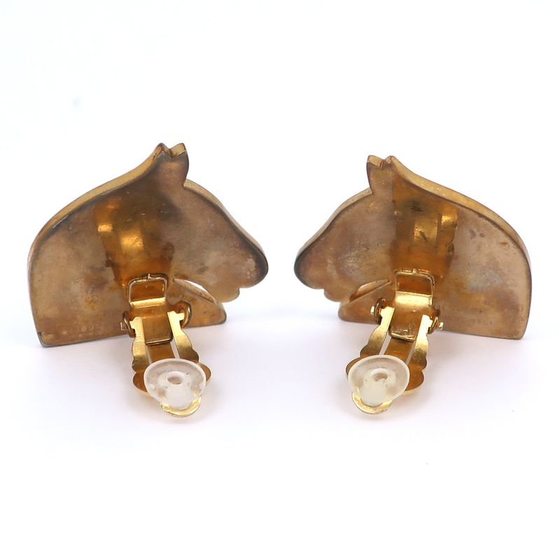Hermes Cheval Bijouterie Fantaisie Gold Plated Ladies 26.4g Earrings